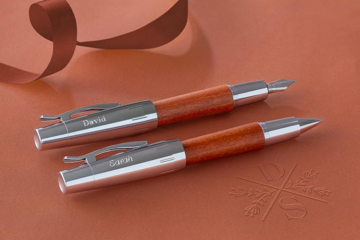 Faber-Castell 148382 - Drehkugelschreiber e-motion Birnbaum, braun, Kugelschreiber Mine B, Schreibfa