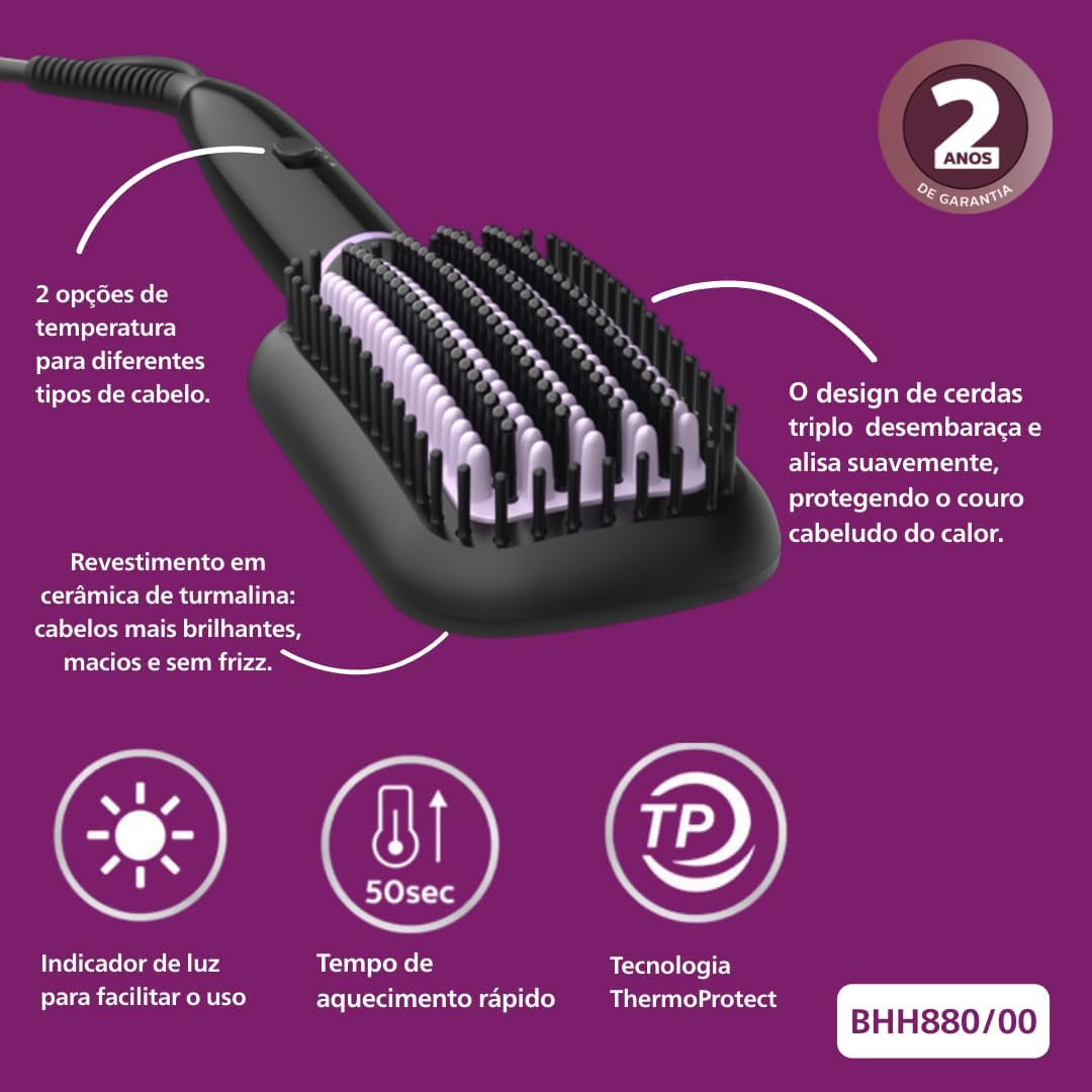 Philips StyleCare Aufheizbare Bürste BHH880/00 - Haarstyling-Geräte (Glättbürste, 170 °C, 200 °C, PT