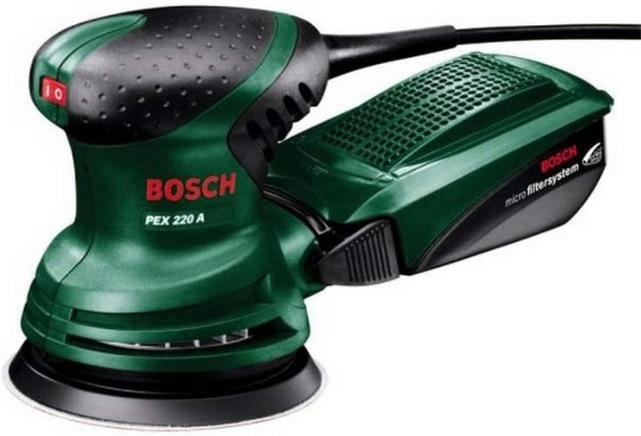 Bosch Exzenterschleifer PEX 220 A (220 Watt, im Karton) + 25tlg. Schleifblatt-Set (für verschiedene