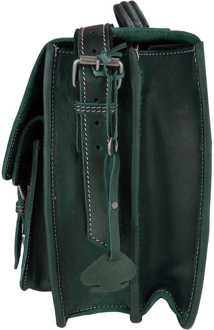 Greenburry Aktentasche Leder 39 cm Grün, Grün