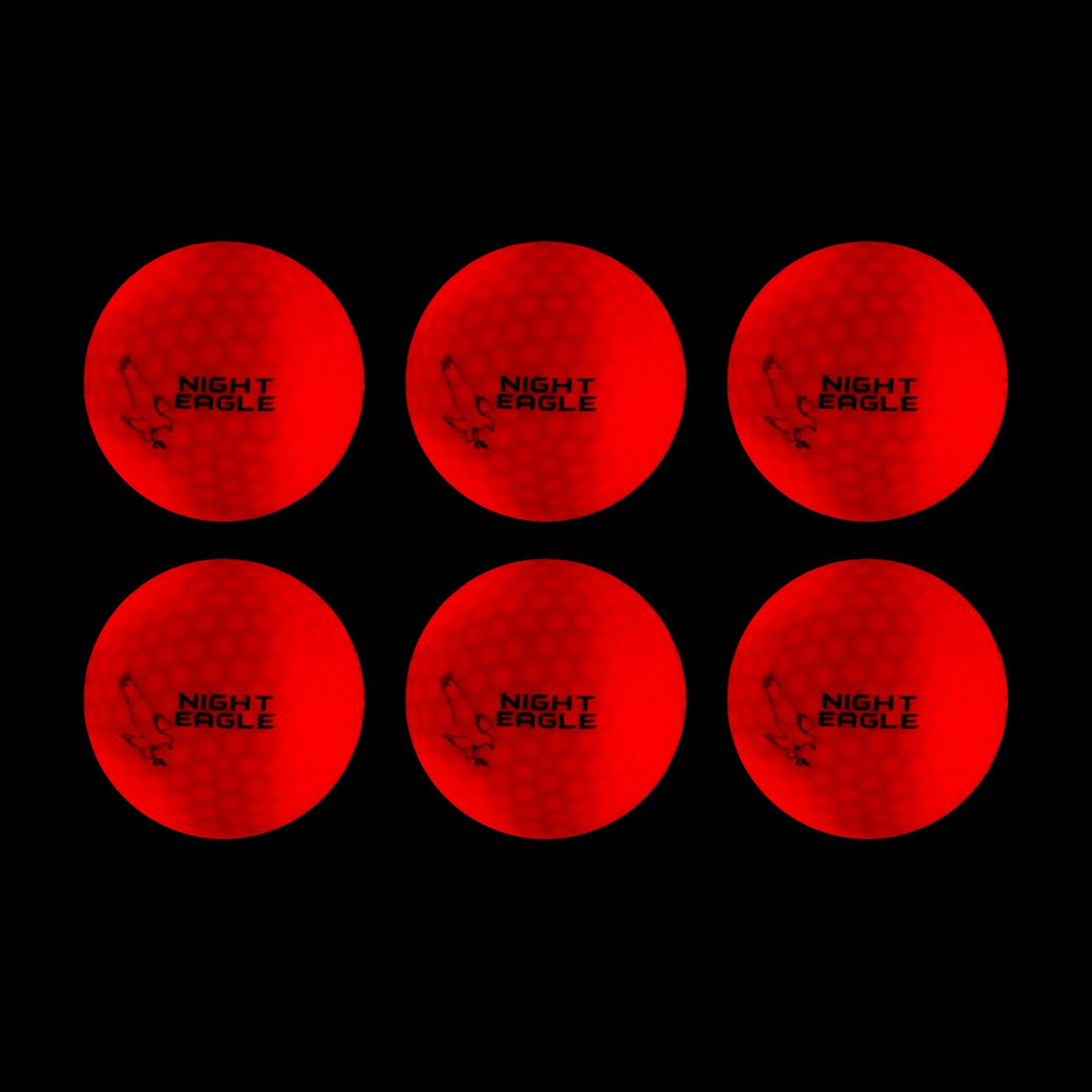 Night Eagle 6 LED Golfbälle Light-Up - Nachtgolf leuchten Rot Blau Grün Pink Weiss Fun Sport Lustig
