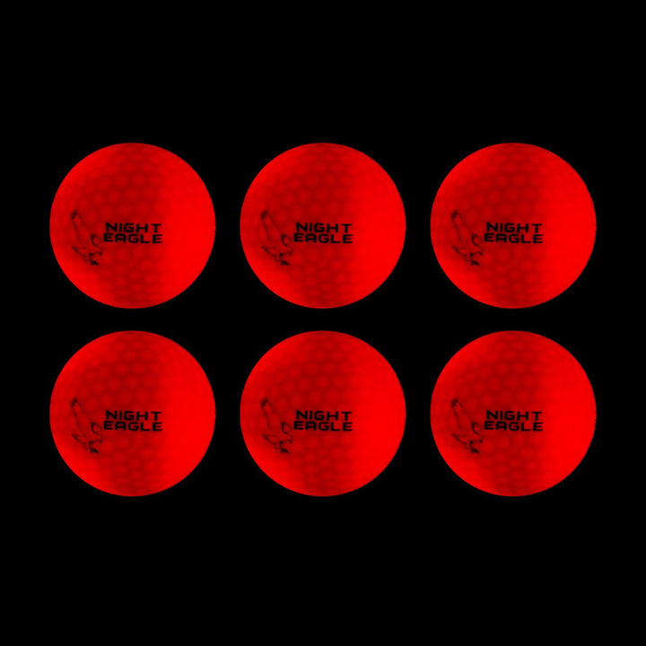 Night Eagle 6 LED Golfbälle Light-Up - Nachtgolf leuchten Rot Blau Grün Pink Weiss Fun Sport Lustig