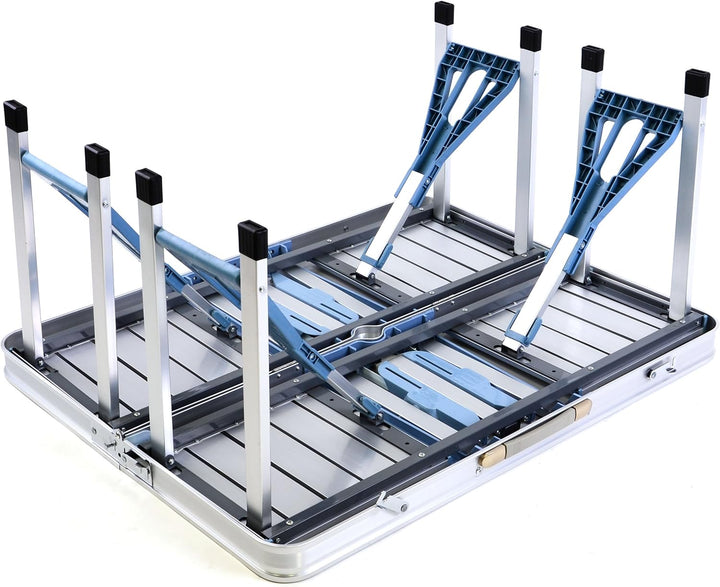 Nexos Sitzgruppe Camping Aluminium Tisch 4 Hocker Stuhl Party klappbar Koffergarnitur Klappgarnitur