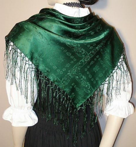 Seidentuch Dirndl-Trachtentuch Tuch grün 75 x 75cm Dirndltuch Seide Fransentuch für Tracht Trachtens