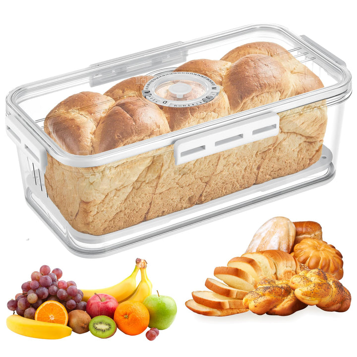 Hejo Brotkasten Gross, Transparente Brotbox, Brottopf aus PET Material, Timing Brotaufbewahrung, Toa