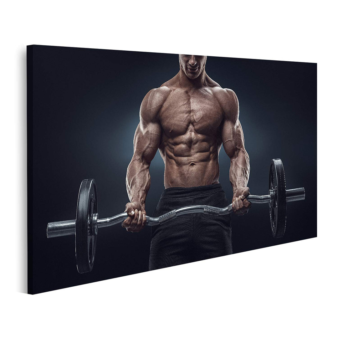 islandburner Bild auf Leinwand Closeup Portrait Muskulöser Mann Workout Bodybuilder Bilder Wandbilde