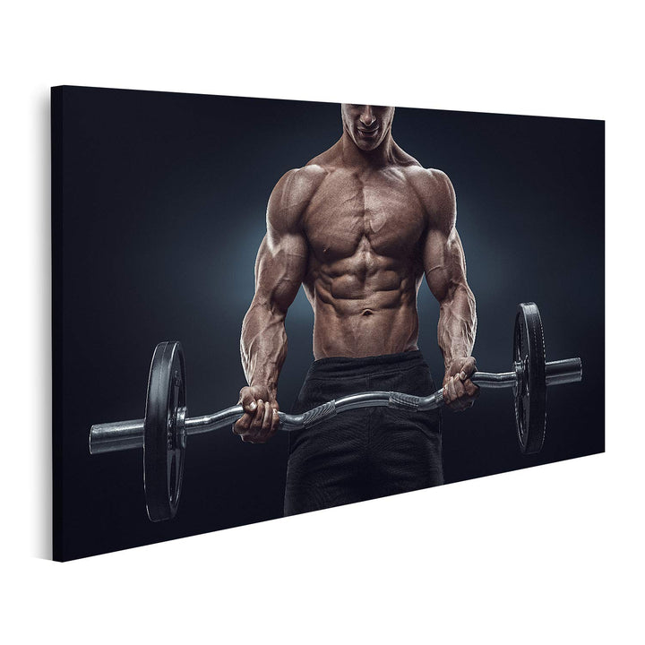 islandburner Bild auf Leinwand Closeup Portrait Muskulöser Mann Workout Bodybuilder Bilder Wandbilde