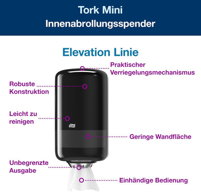 Tork 558008 Mini Innenabrollungsspender für M1 Papierwischtücher im Elevation Design / Wischtuchspen