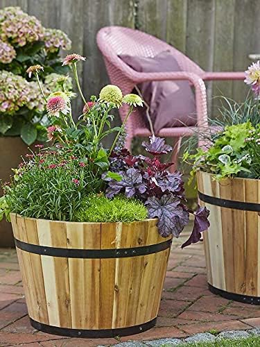 Pflanzwerk® Pflanzkübel Cup Holz Ø46cm 100% Bio-AKAZIENHOLZ Weinfass Holzfass *Frostbeständiger Blum