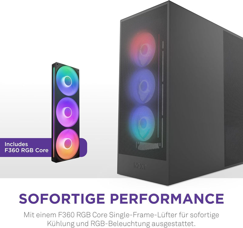 NZXT H7 Flow RGB | Mid-Tower-ATX-Airflow-Gehäuse mit RGB-Lüftern | Unterstützt Lüfter im Boden zur d