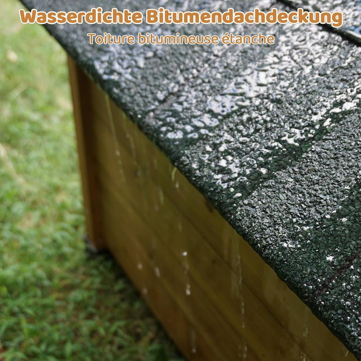 Holz-Katzenhaus für den Aussenbereich mit wasserdichtem Asphaltdach, geeignet für Welpen und kleine