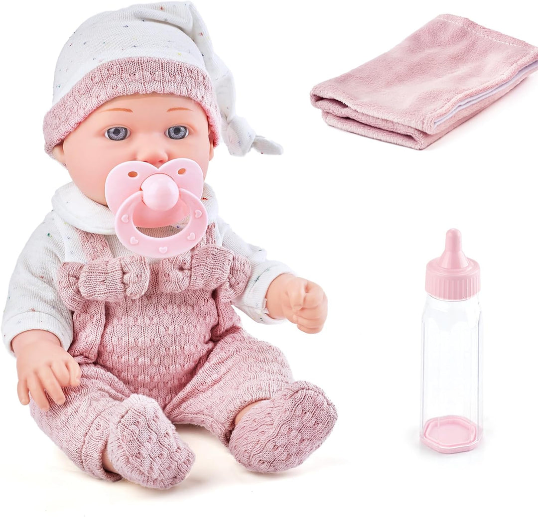 30 cm Baby Puppen Spielset für Mädchen enthält eine Flasche, einen Schnuller, Kleidung, eine weiche