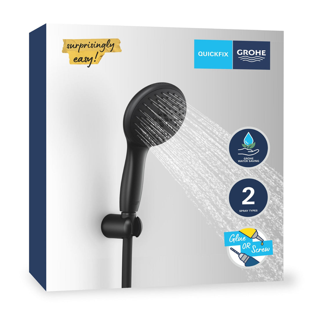 GROHE Vitalio 110, Duschkopf mit Schlauch und Halterung, wassersparend, 8l pro Min (Handbrause 2 Str