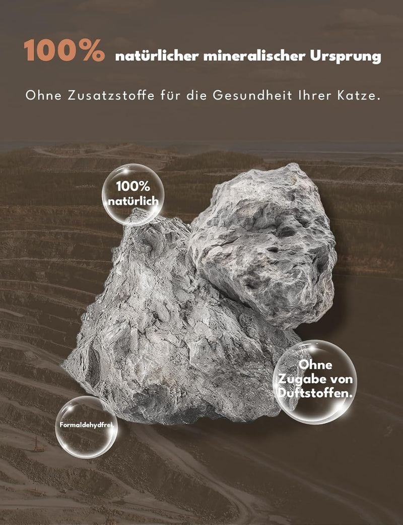 PetSnowy Feine Katzenstreu, Klumpstreu ohne Staub, Ausgewählter körniger Mineralsand Plus Backpulver