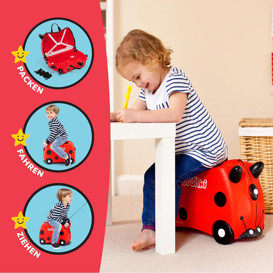 Trunki Handgepäck und Kinderkoffer zum Draufsitzen | Kinder Risen Geschenk für Mädchen und Jungen |