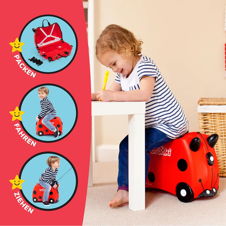 Trunki Handgepäck und Kinderkoffer zum Draufsitzen | Kinder Risen Geschenk für Mädchen und Jungen |