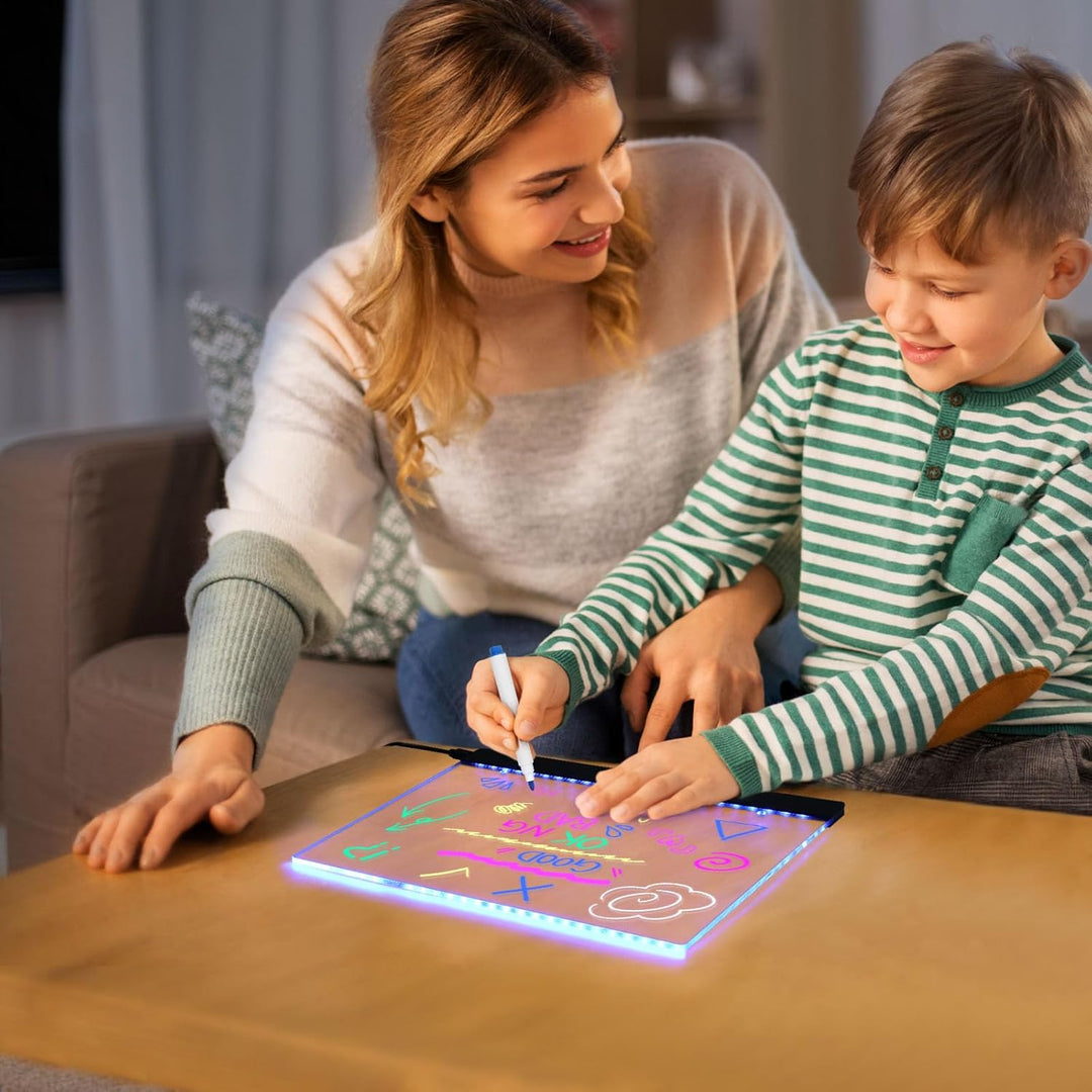 LED Notiztafel mit Farben, 30x20 CM Leuchtendes LED Zeichenbrett für Kinder, 6 Farben Einstellbar 4