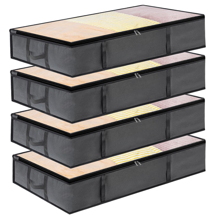 Dntorx 4 Stück 90L Unterbett Aufbewahrungsbox mit Deckel, Faltbare Unterbettkommode Aufbewahrungstas