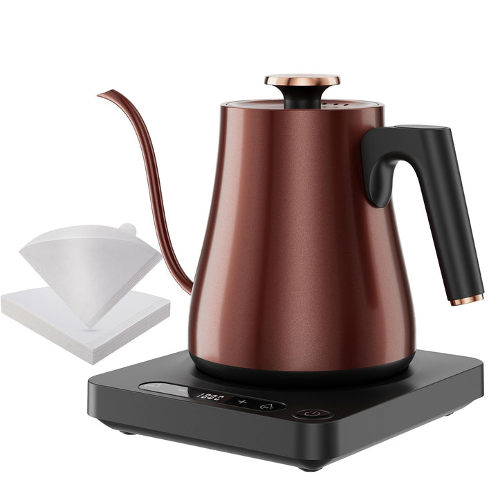 Schwanenhals Wasserkocher mit Temperatureinstellung 1.0L, Wasserkocher Retro Vintage 1000W, 100% Ede