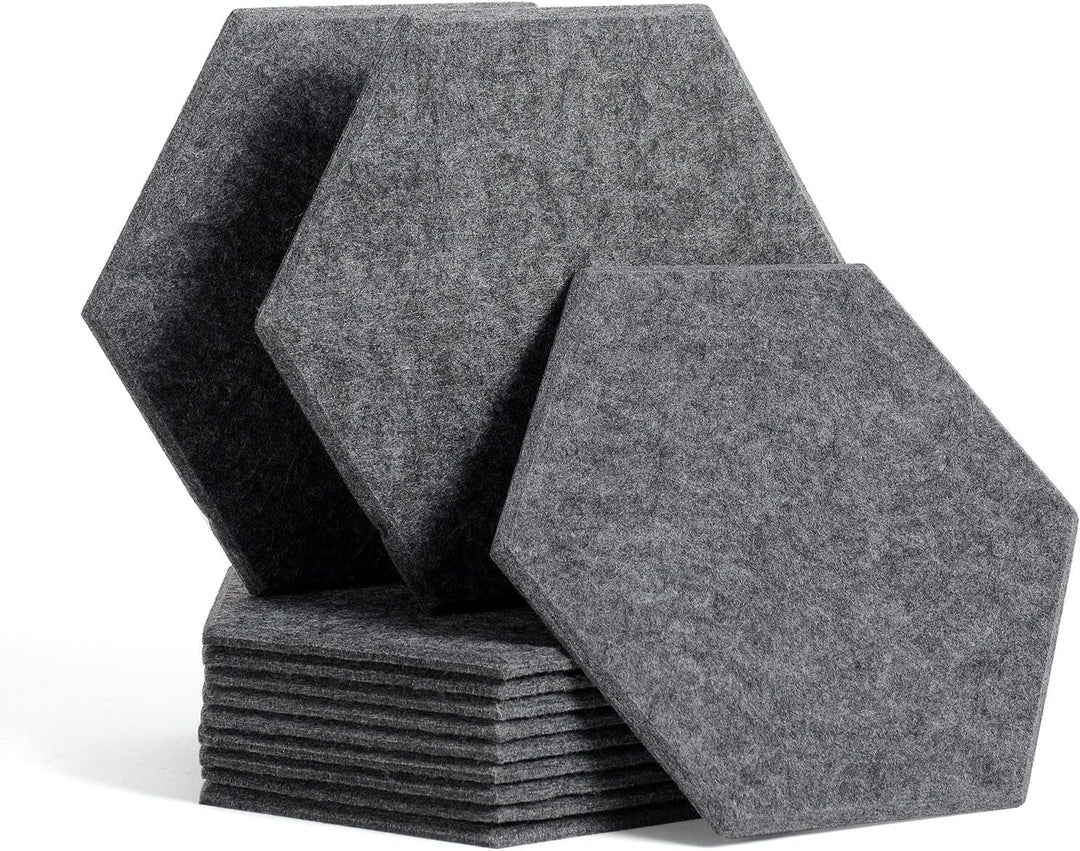 Rdutuok 12 Stück Akustik Panel,30x26x1cm Hexagon Akustik Absorber Schallschutzplatten Akustikpaneele