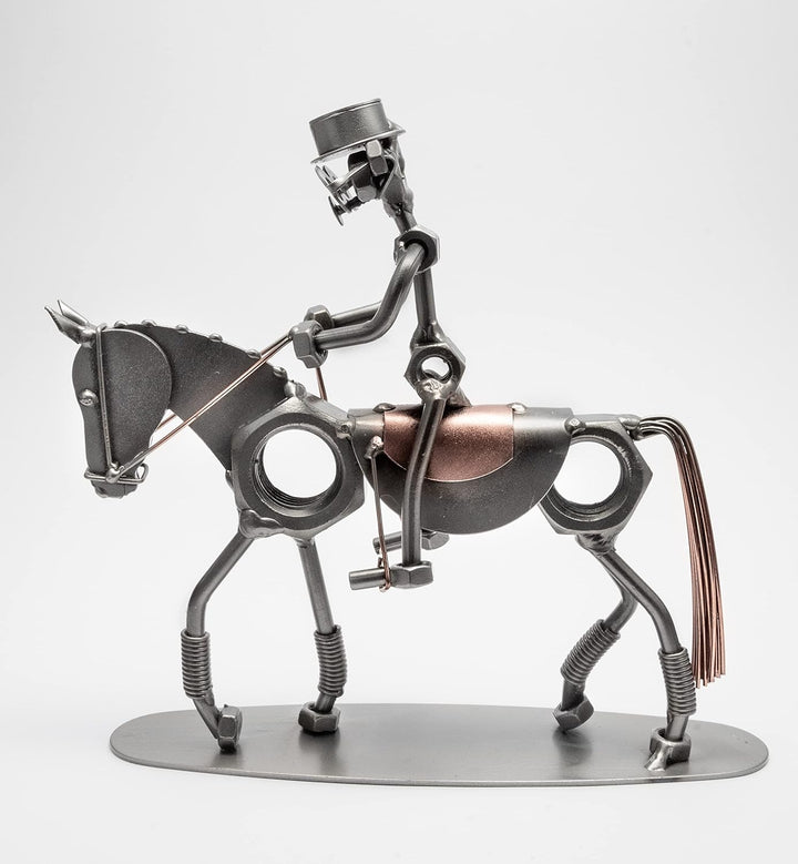 STEEMO Schraubenmännchen Dressur-Reiter Pferde-Geschenk Metall-Deko 22x6x21 cm