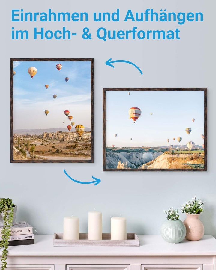PHOTOLINI Bilderrahmen 40x50 cm MDF-Holz Eiche Dunkel, 3er Set Posterrahmen, bruchsicheres Acrylglas