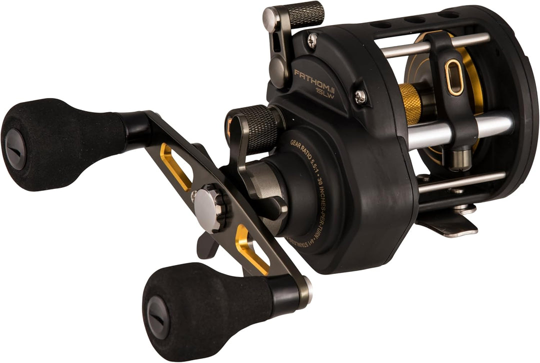 PENN Fathom II Level Wind-Multirolle – Salzwasser-Angelrolle für Boots-, Küsten- und Kajakangeln 15|