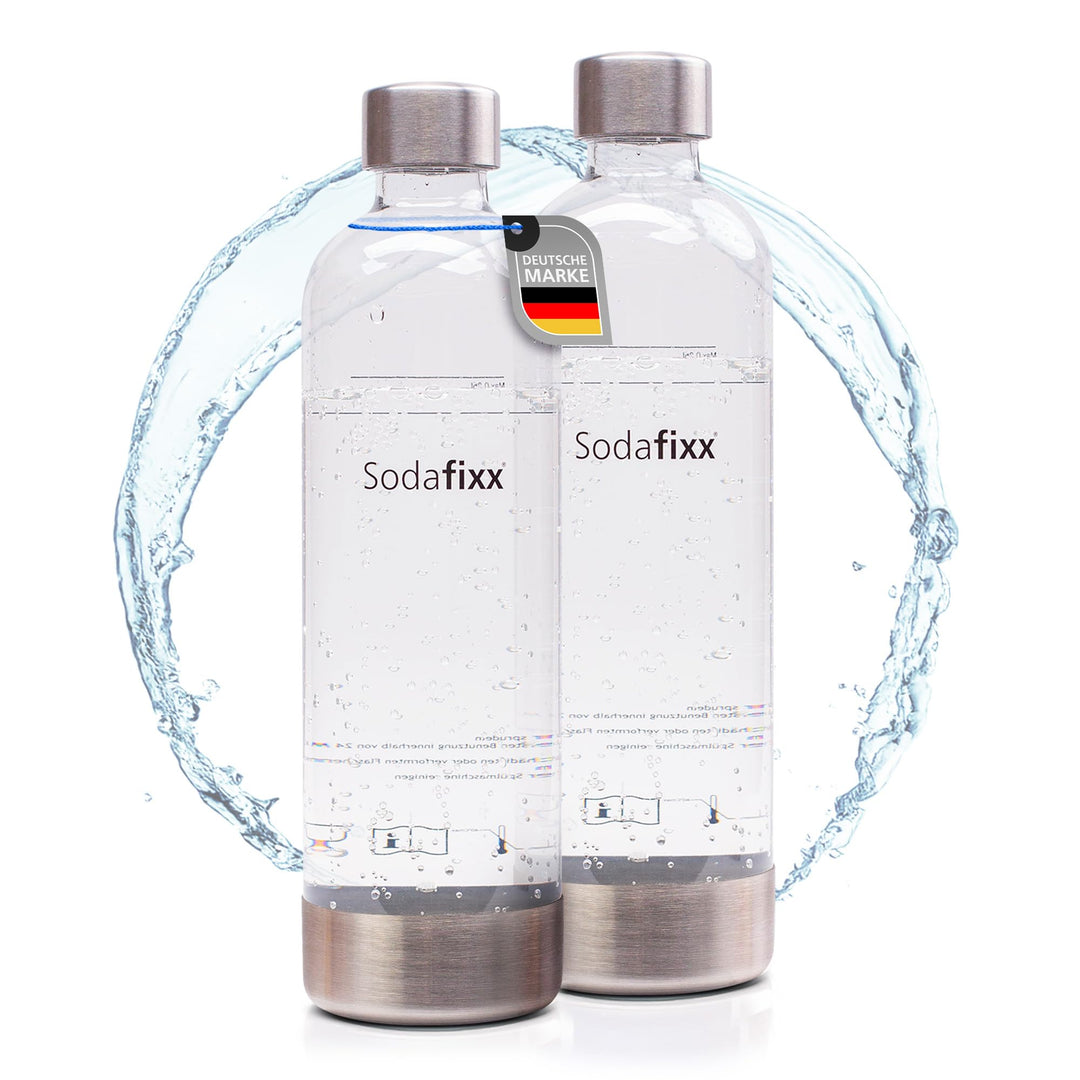 PET Wasserflaschen Doppelpack 2x 0,85L - Ersatzflaschen für Wassersprudler mit Schraubgewinde - komp