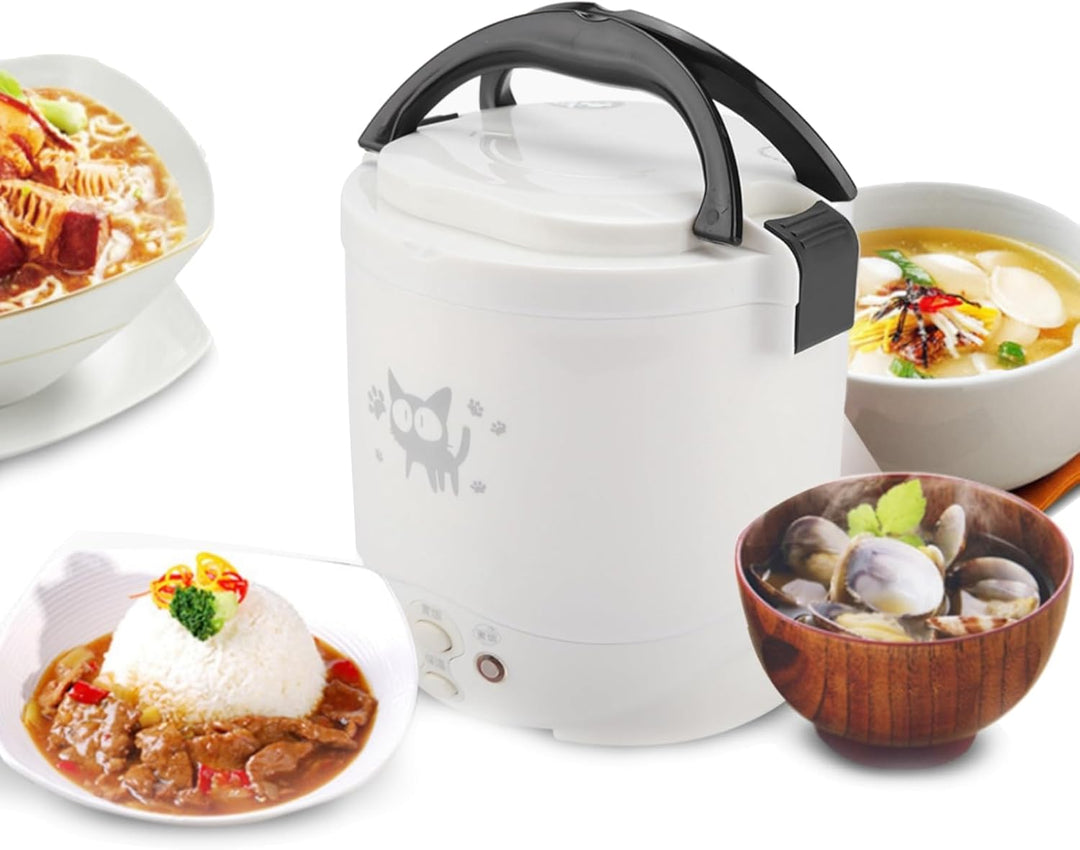Mini Elektrischer Reiskocher für Auto, 12V, 100W, 1L Kapazität, USB-Anschluss, Tragbarer Dampfgarer