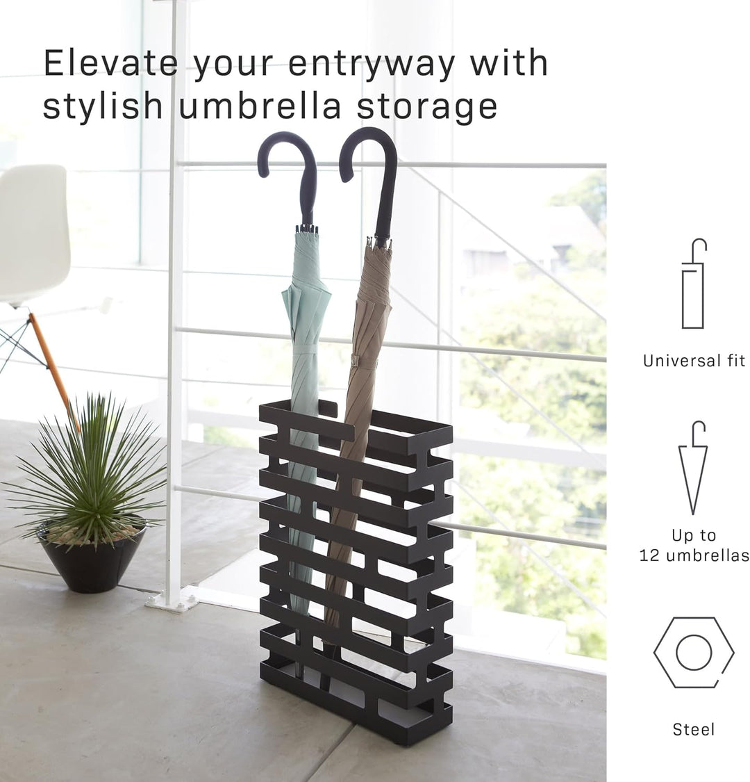 Brick Umbrella Stand Rectangle - black Schwarz, Schwarz