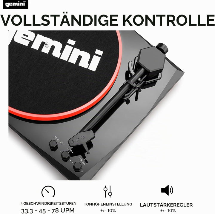 Gemini TT-900 - RED | Plattenspieler mit Soundsystem - Bluetooth - Komplettsystem