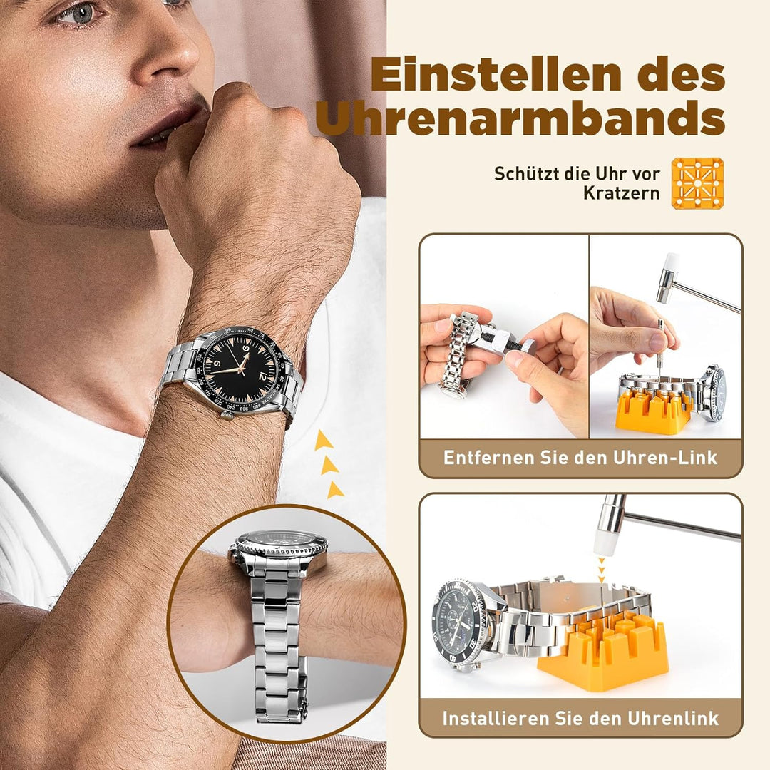 Eventronic Uhrenwerkzeug Set + Uhr Presse, Uhr Einpresswerkzeug, Uhrmacherwerkzeug Set, Uhrenwerkzeu