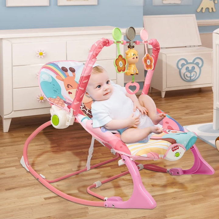 Baby Wippe mit Beruhigenden Vibrationen, Babyschaukel Elektrisch mit Liegefunktion, 3-Punkte-Gurt Si