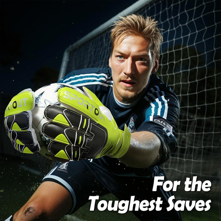 Jugendliche und Erwach,Kinder sener Torwarthandschuhe mit Fingersave，Rutschfes，Gewährung von Starken