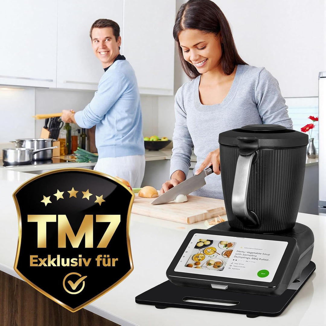Gleitbrett TM7 für Thermomix, Brett für Thermomix mit 360° Rollen, Stopper & Gummifüssen, Müheloses