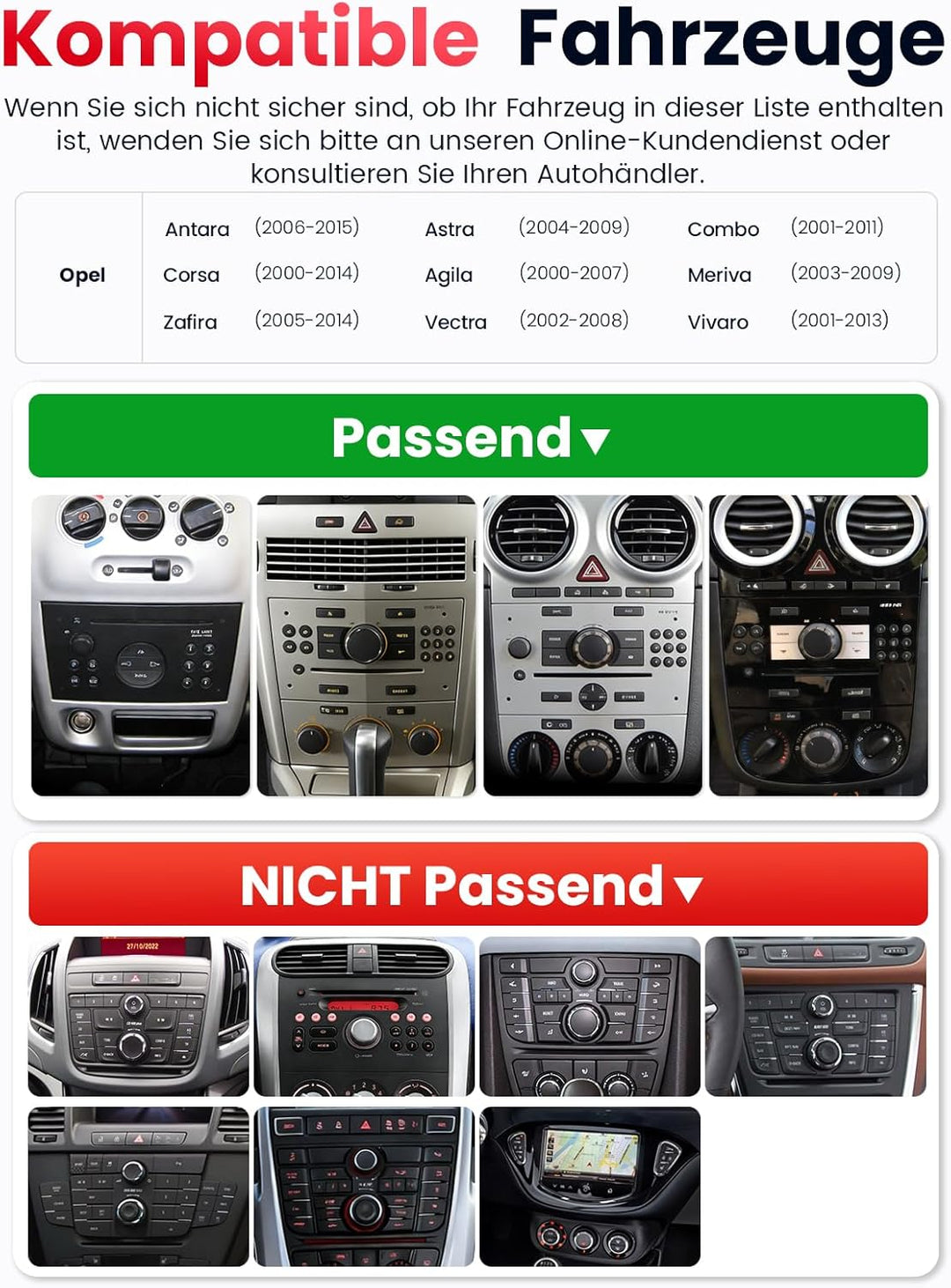 Doppel DIN Autoradio mit Bildschirm für Opel and Vauxhall Corsa C/D Astra Zafira, Wireless CarPlay &amp;