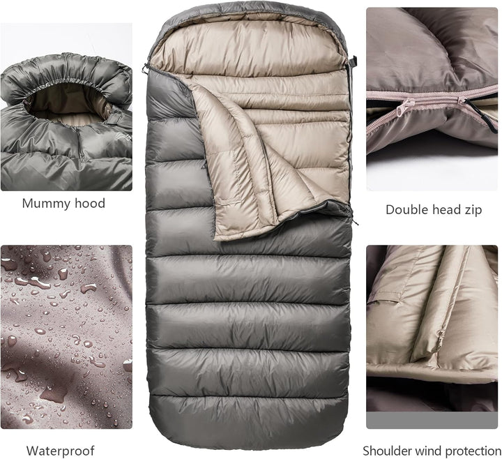 BISINNA Winter-Schlafsack Erwachsene 0°C Komfortzone - XL Extra Gross & Breit, 3,5kg Schwerlast Camp