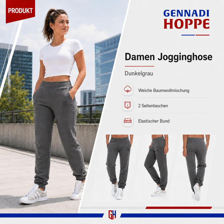 Gennadi Hoppe Jogginghose Damen mit Elastischem Bund - Atmungsaktive Baumwolle Freizeithose Damen -