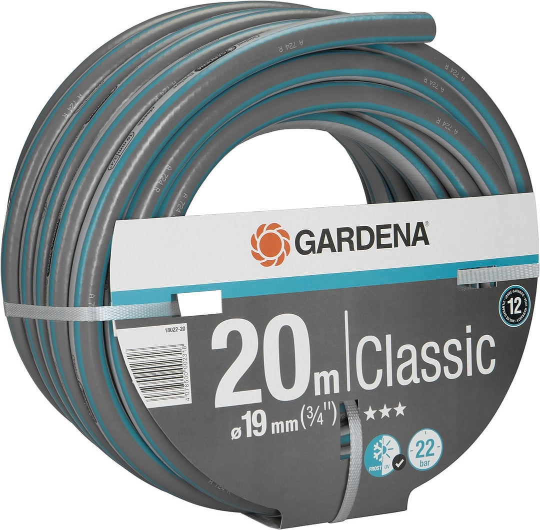 Gardena Classic Schlauch 19 mm (3/4 Zoll), 20 m: Universeller Gartenschlauch aus robustem Kreuzgeweb