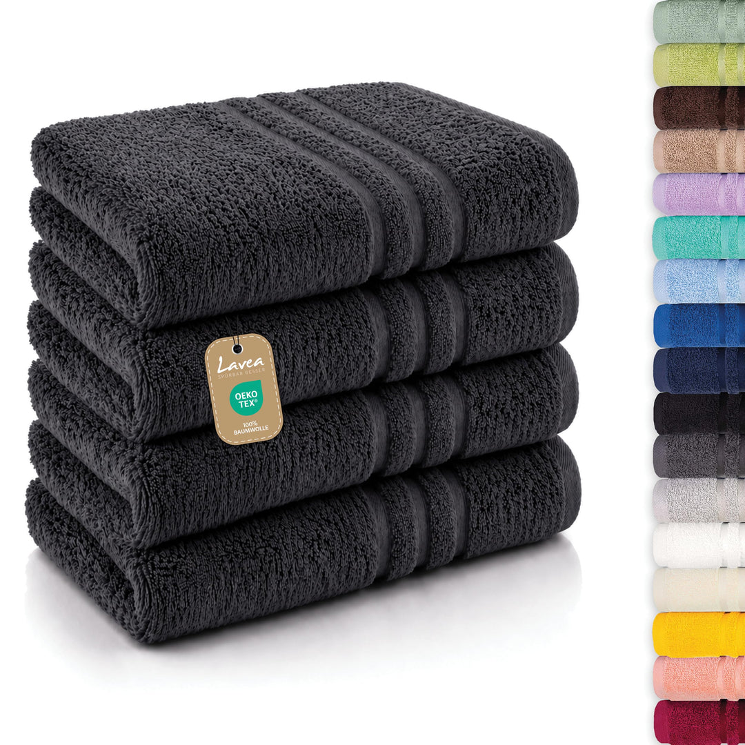 Lavea 4er Set Handtuch 50x100 cm – Saugstarke und Weiche Handtücher aus 100% Baumwolle, Frottierseri