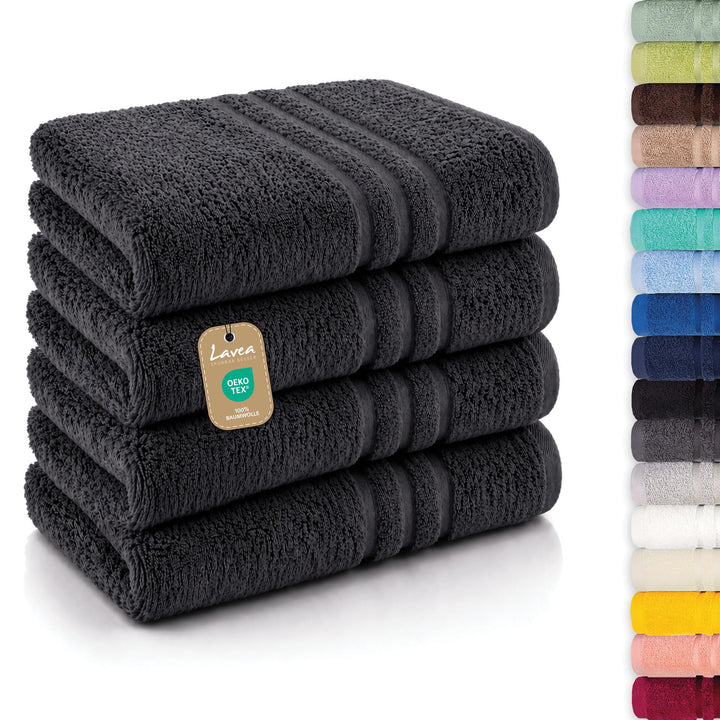Lavea 4er Set Handtuch 50x100 cm – Saugstarke und Weiche Handtücher aus 100% Baumwolle, Frottierseri