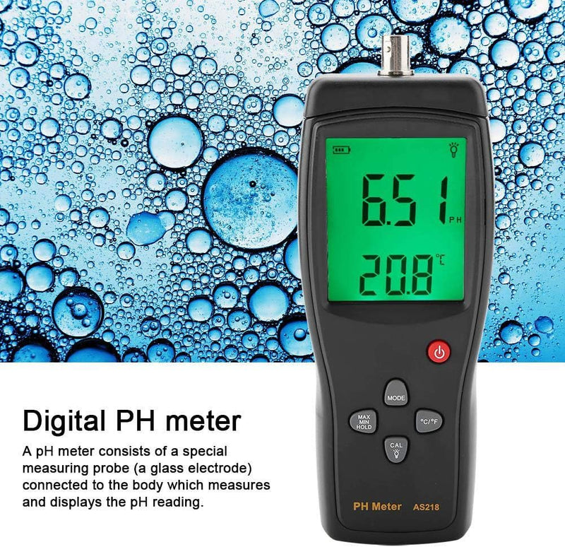 Digitales PH Messgerät, SMART SENSOR AS218 PH Meter für Wasserqualität, 0,00~14,00 pH, Feuchtemessge