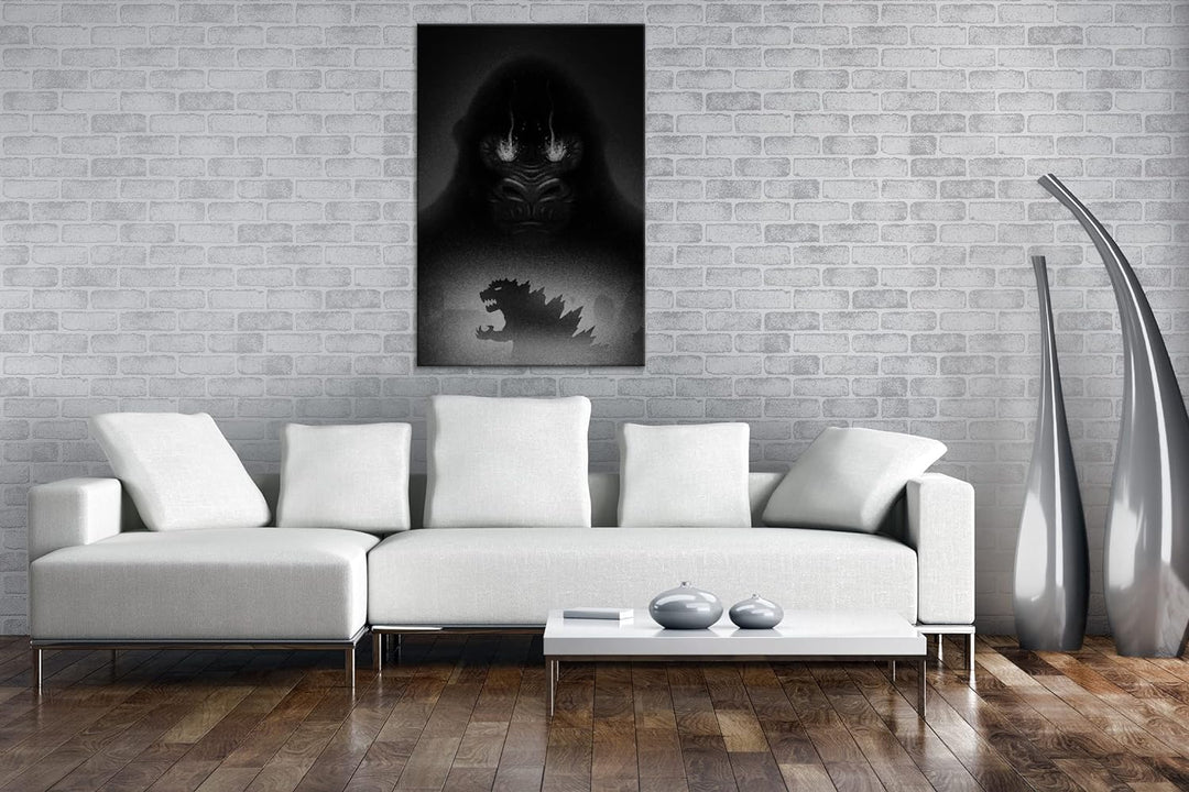 deyoli Gorilla gegen Eidechse Format: 80x60 Effekt: Schwarz&Weiss als Leinwandbild, Motiv fertig ger