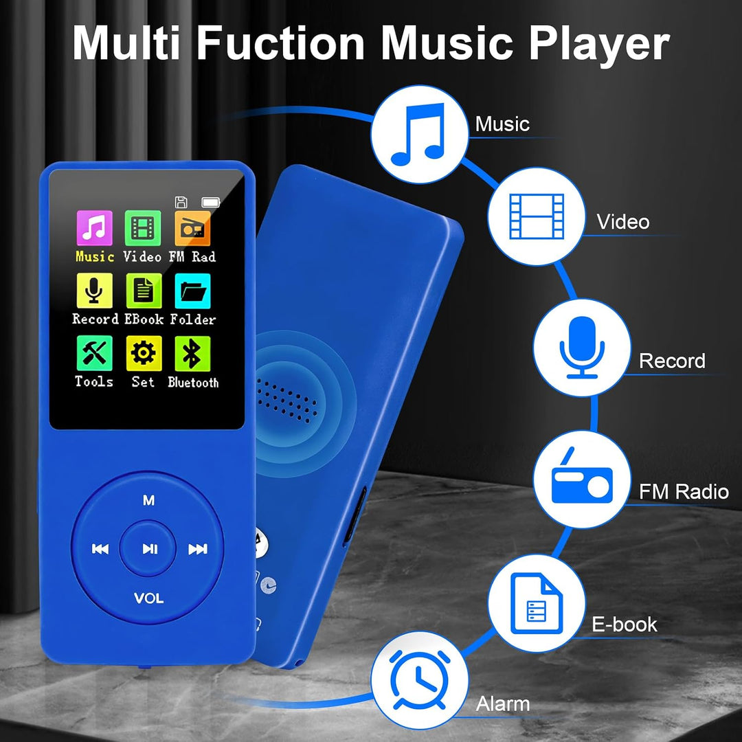 128 GB MP3-Player mit Bluetooth 5.0, COVVY Tragbarer digitaler Musikplayer mit integriertem HD-Lauts