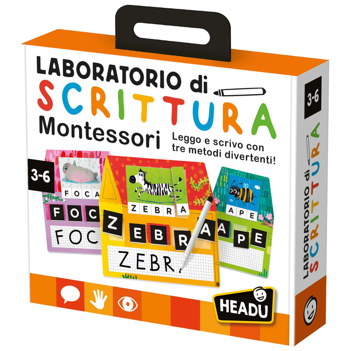 Headu - Montessori Writing Laboratory Lernspiel, mehrfarbig (IT23578), italienische Sprache