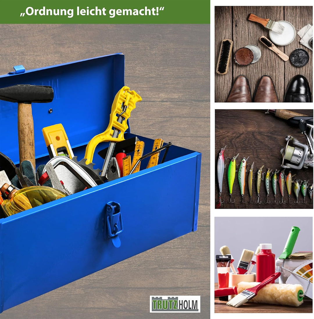 TRUTZHOLM Werkzeugkiste aus Stahl, klappbare Tragegriffe, universell einsetzbar (1 Fach Blau), 1 Fac
