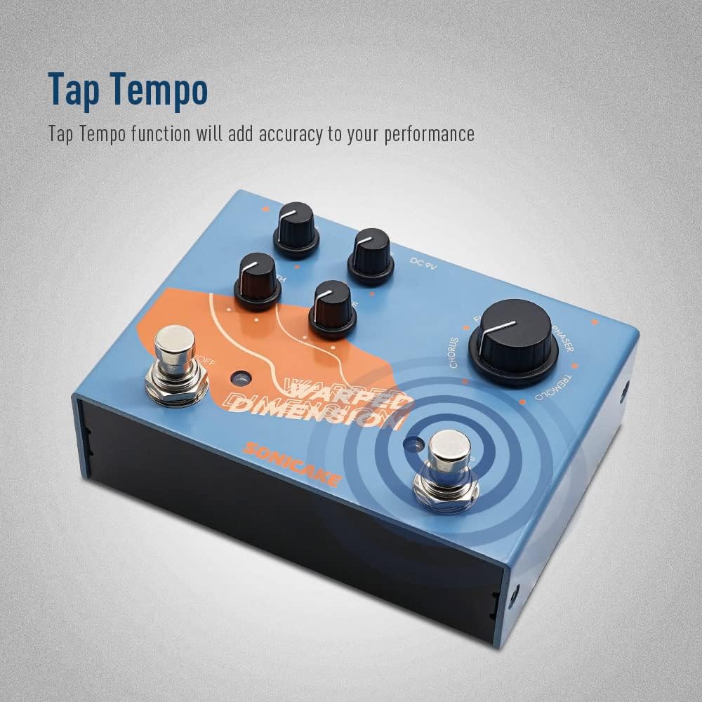 SONICAKE Modulations Gitarren Effektpedal 4 Modi von Chorus, Flanger, Phaser & Tremolo Digital Warpe