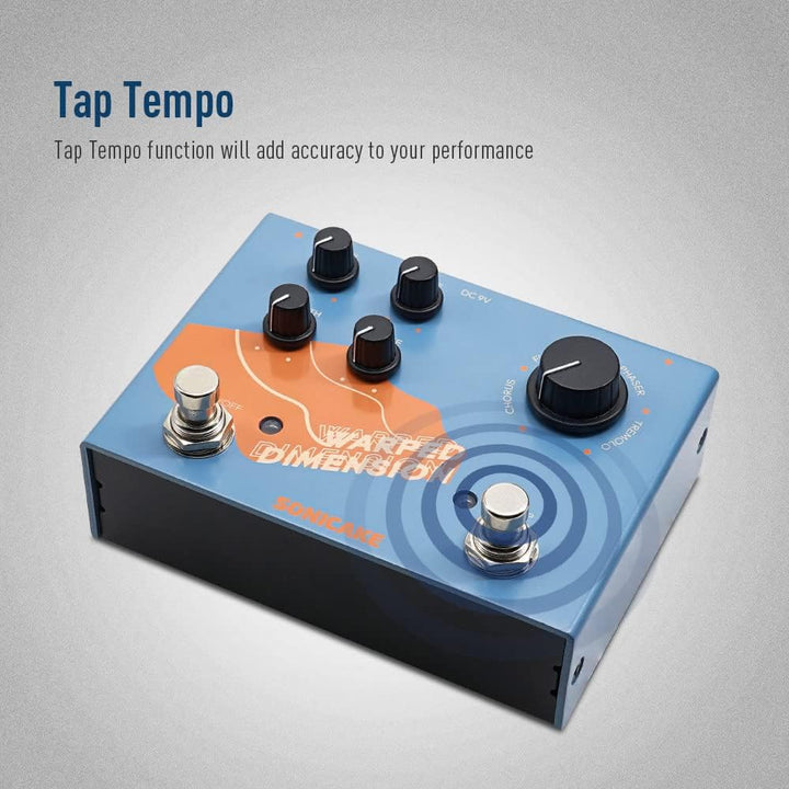 SONICAKE Modulations Gitarren Effektpedal 4 Modi von Chorus, Flanger, Phaser & Tremolo Digital Warpe