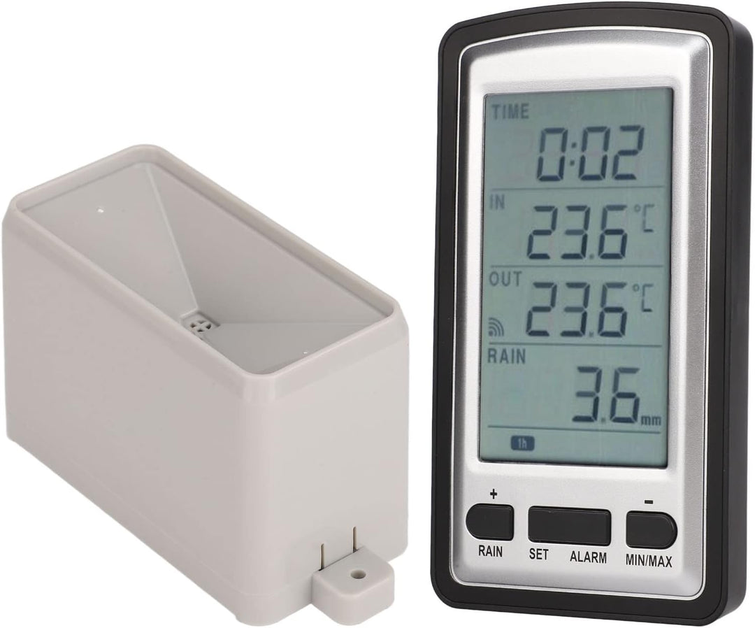 Qcwwy Drahtloser Regenmesser, Digitaler Drahtloser Regenmesser mit RCC-Regenwetterstation, Temperatu