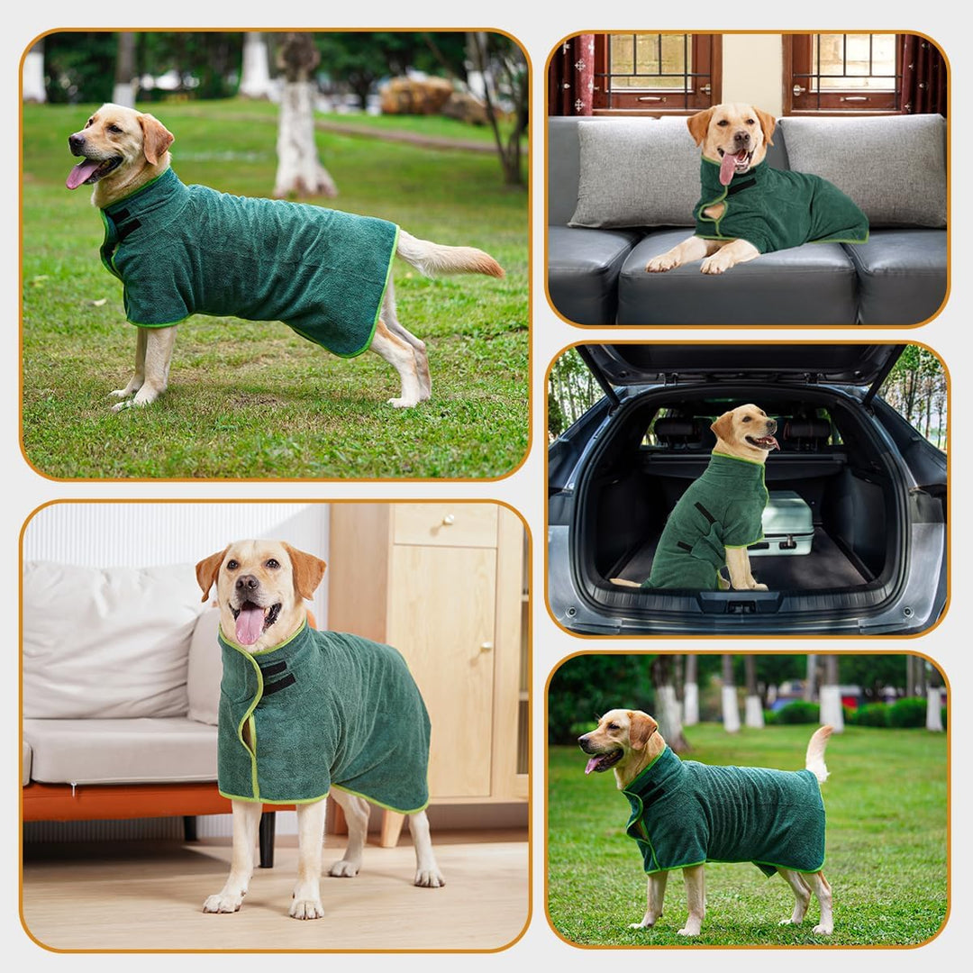 HezzLuv Bademantel Für Hunde, Hundebademantel Aus Mikrofaser Für Mittlere Und Grosse Hunde, Saugfähi